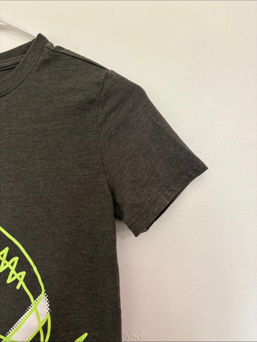 Cat & Jack Charcoal Tee with Neon Green Football Graphic